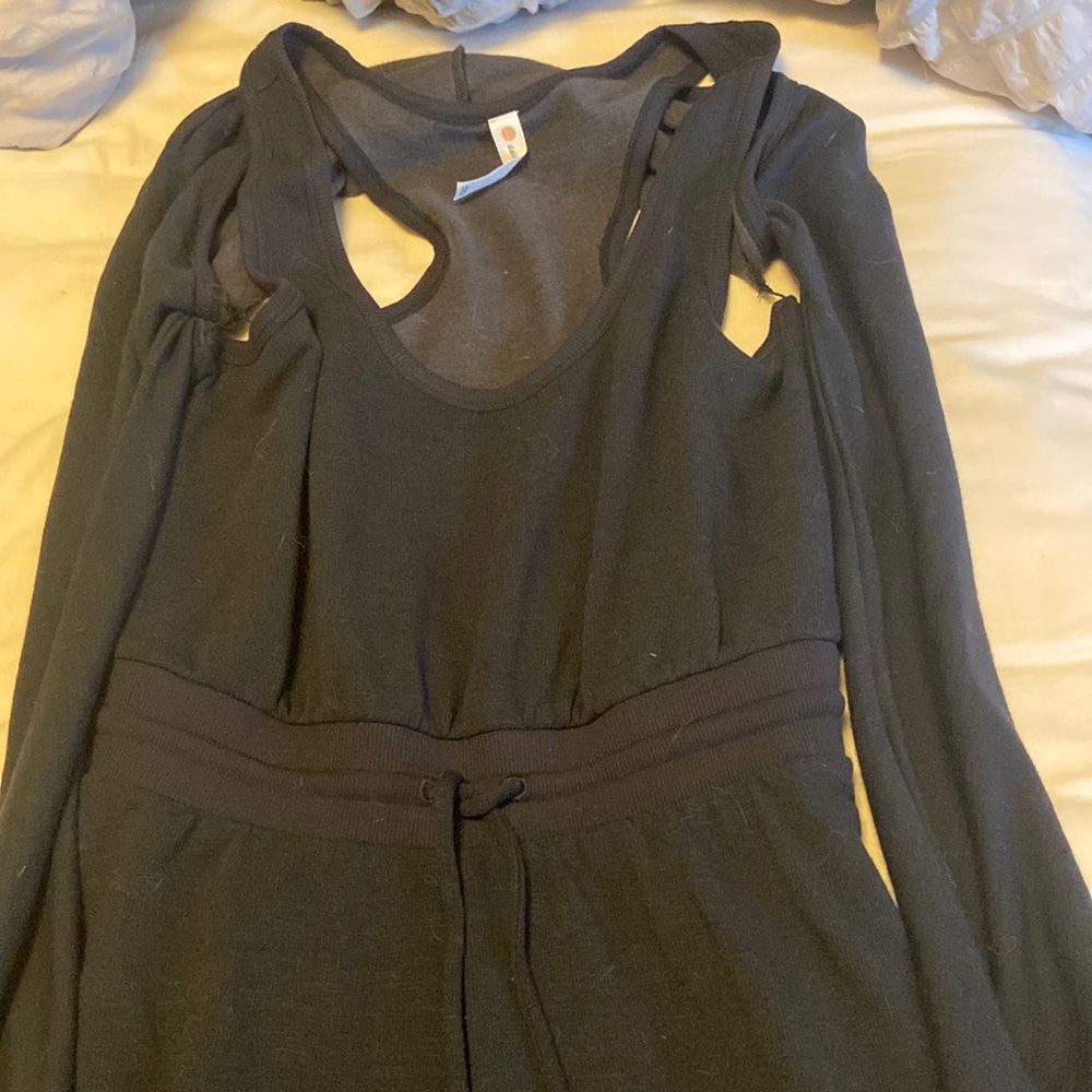 Black jumpsuit with attachable sweater